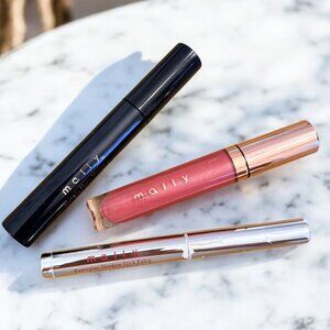 Mally Beauty Makeup Bundle Lot of 3 Mascara Pro Perfect Brow Highlight Lip Gloss